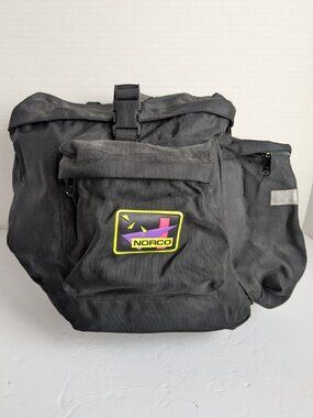 Norco Bicycle Rear Pannier Bag Vintage Touring Bike Saddle Bag Black Neon Logo